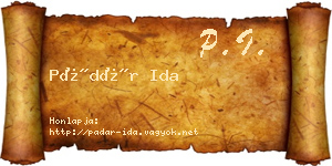 Pádár Ida névjegykártya